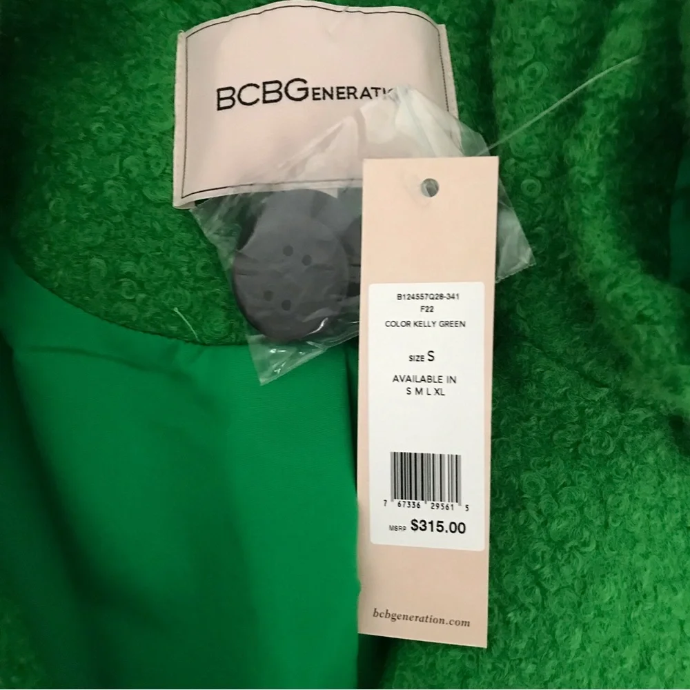 Bright Green fuzzy long coat - Picture 3 of 4